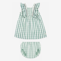 Paz Rodríguez - Vestido niña verde a cuadros con braguita "PROVENZA"