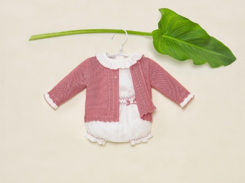 Paz Rodríguez – Conjunto bebé niña blusa y pantalón «DIENTE DE RATA»