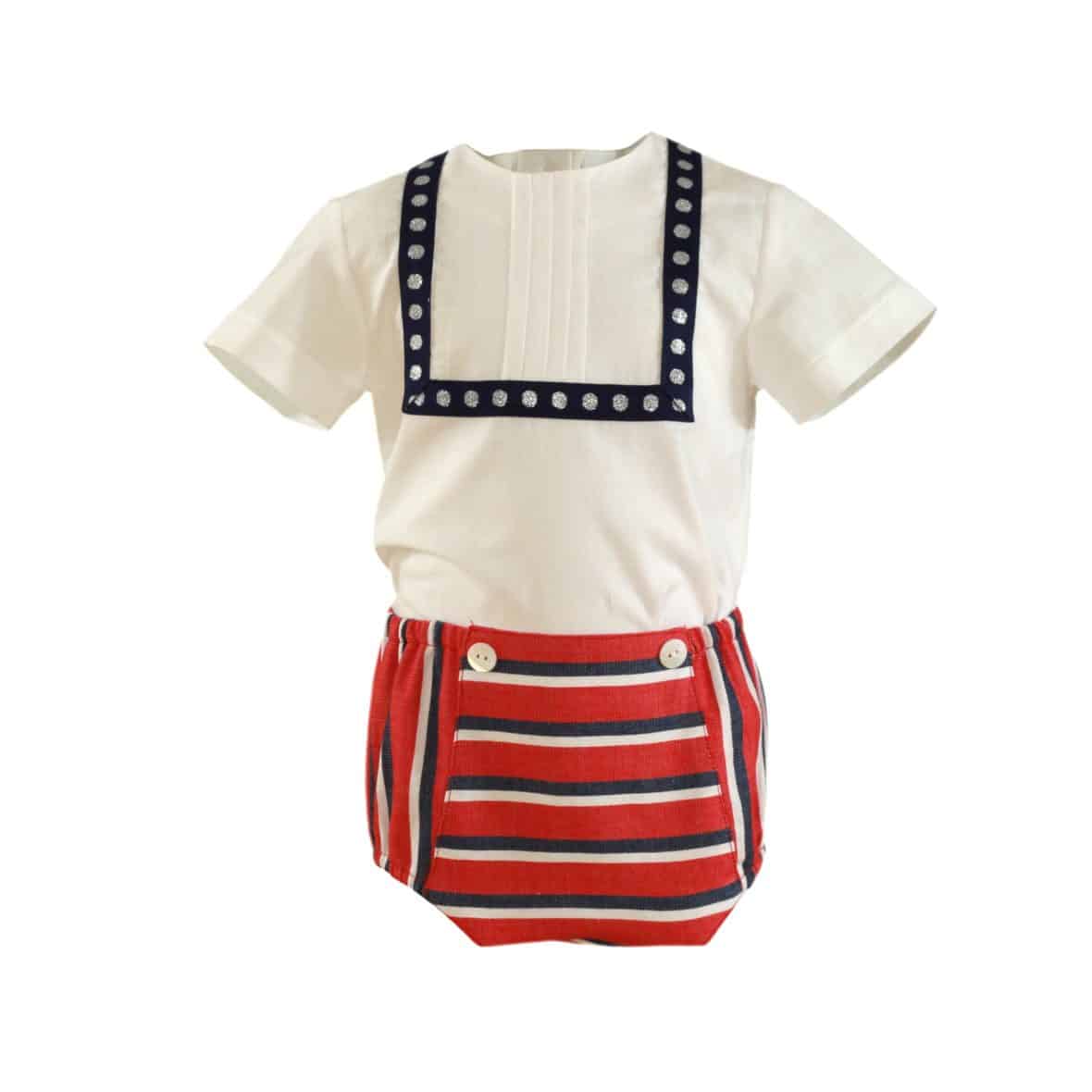 Miranda – Conjunto bebé niño blanco y rojo Matías