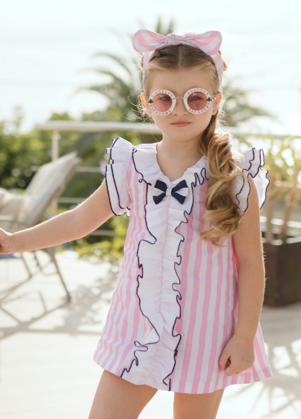Vestido Baño Niña Miranda Rayas Rosas