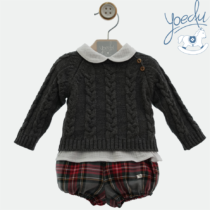 Conjunto bebé niño Yoedu con estamapado escocés Familia Trenzas