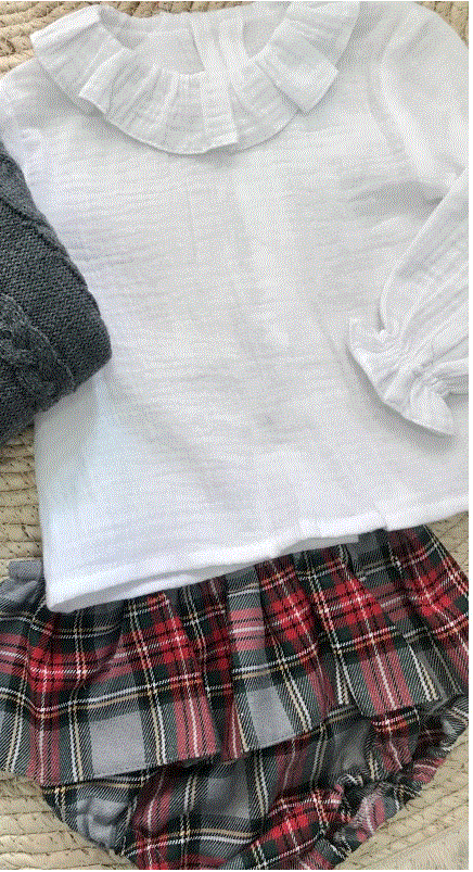 conjunto niña Yoedu con estampado escocés