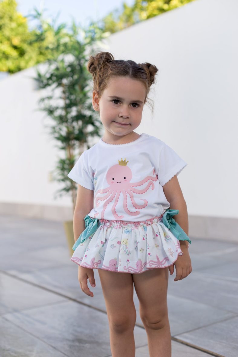 Conjunto bebé niña de Mon Petit Bonbon fondo marino