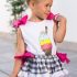 Conjunto bebé niña Mon Petit Bonbon con braguita a cuadros y camisa helado