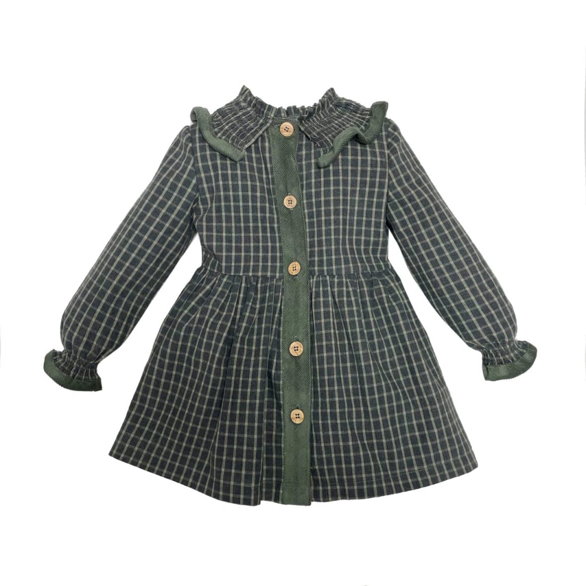 Vestido niña estampado a cuadros verdes nueva colección eve children otoño 2022 5225VE